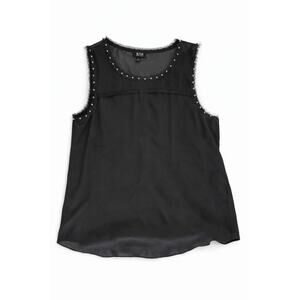 a.n.a Black Sleeveless Studded Trim Blouse Size L